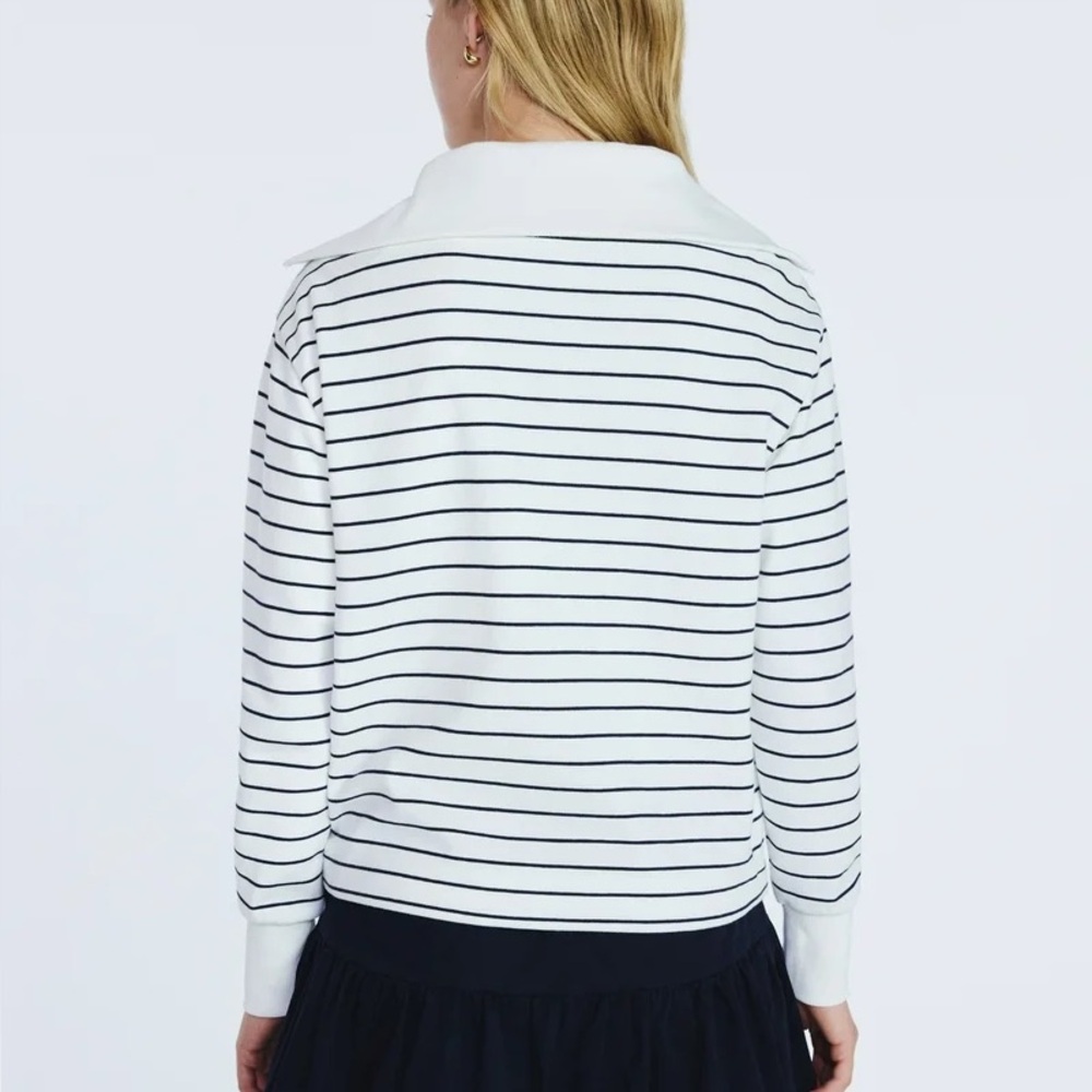 Free Assembly Women's Sailor Collar Sweatshirt Cream w/ Stripes Size Medium NEW - Picture 4 of 12
